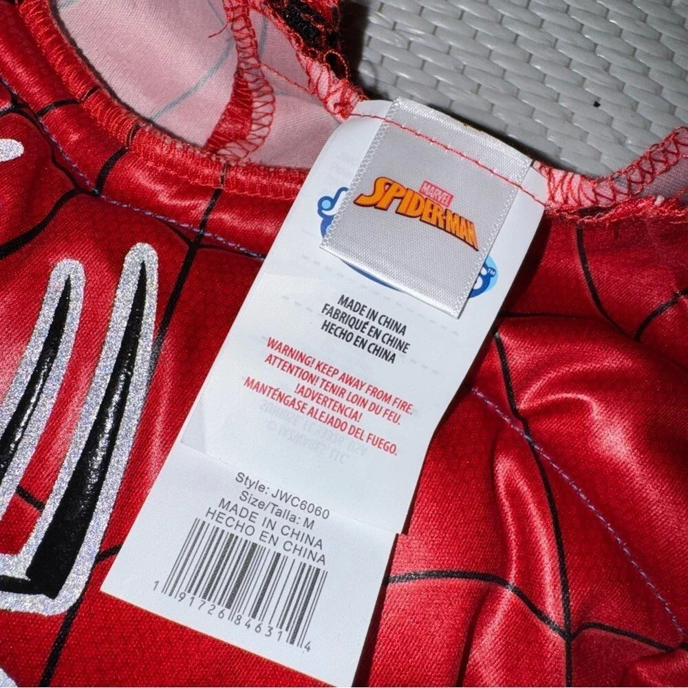 Marvel Superhero Costume Red Blue Spider Man One‎ Piece & Mask Kids Size Medium